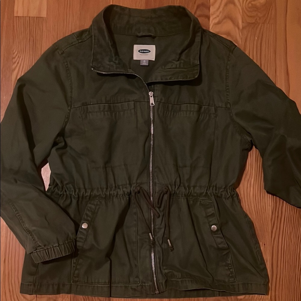 Old Navy Green Utility Jacket with Adjustable Waist